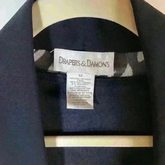 XL DRAPER & DAMON WOMEN Navy & Cream Blouse Shirt Top A52 X Large - Picture 4 of 11